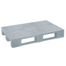 Kunststoffpalette im Euromaß mit 3 Kufen, LxBxH 1200x800x150 mm, geschlossene Deckfläche, grau