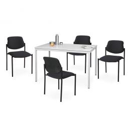 5-teilige Sitzgruppe "Relax": 4 Polsterstühle, Bezug schwarz + 1 Tisch, BxTxH 1200x800x750 mm