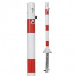 Absperrpfosten, sichtbare Höhe 900 mm, Rundrohr-Ø 60 mm, umklappbar Ausführung, mit Bodenhülse