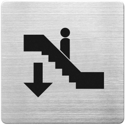 Hinweisschild "Rolltreppe abwärts", Edelstahl, HxBxT 90x90x1 mm