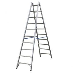 Alu-Sprossen-Doppelleiter mit 2x 10 Sprossen, Leiterhöhe 2750 mm, max. Arbeitshöhe 4350 mm