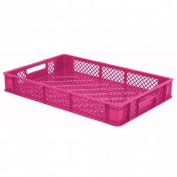Durchbrochener Eurobehälter mit 2 Durchfassgriffen, LxBxH 600x400x90 mm, 15 Liter, violett