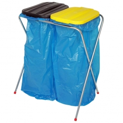 Leichter Wertstoffsammler, BxTxH 660x410x810 mm, mit 2 Deckeln eckig, für 2x 70 o. 120 Liter-Müllsäcke