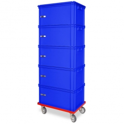 Archiv-Ordnerturm mit Roller, 5 Behälter in blau
