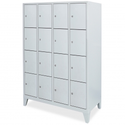 Stahl-Fächerschrank mit Füßen, 16 Fächer, BxTxH 1190x500x1850 mm