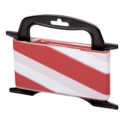 Absperrband auf Kunststoff-Haspel, Breite 80 mm, Länge 25 m, rot / weiß