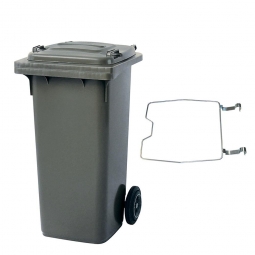 Müllbehälter, 120 Liter, grau, mit Klemmring