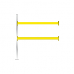Paletten-Anbauregal für 9 Europaletten, Tragbalkenebenen mit 38 mm Spanplattenböden, Fachlast 2900 kg/Tragbalkenpaar, BxTxH 2785 x 1100 x 3000 mm