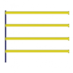 Weitspann-Steck-Anbauregal, mit 4 Holzbodenebenen, HxBxT 2500x3040x405 mm, Holzböden 25 mm stark, naturbelassen