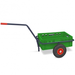 Handwagen anthrazit mit E2 Kunststoffkasten grün, H 200 mm - LxBxH 1250x640x660 mm, Tragkraft 200 kg