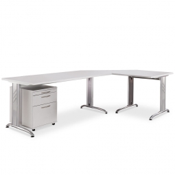 5-teilige Schreibtischkombination "Economy", Stellmaß LxB 2400x2400 mm, lichtgrau