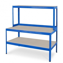 Werkbankregal mit Regalaufsatz, BxTxH 1500x600/300x1500 mm, Tragkraft je Boden 50/350 kg