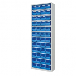 Schrank mit Sichtboxen, ohne Türen, BxTxH 700x300x1980 mm, lichtgrau RAL 7035