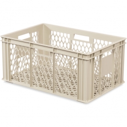 Euro-Gläserkasten, LxBxH 600x400x285 mm, durchbrochen, 4 Durchfassgriffe, 54 Liter, PE-HD, kieselgrau