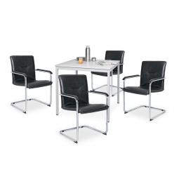 5-teilige Sitzgruppe "Komfort": 4 Schwingsessel, Bezug schwarz + 1 Tisch, BxTxH 800x800x750 mm