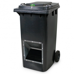 Streugutbehälter mit Entnahmeöffnung und Schließung, anthrazitgrau, 240 Liter, BxTxH 580x730x1075 mm
