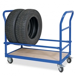 Reifentransportwagen, LxBxH 1130x500x890 mm, 2 Lenkrollen mit Feststellbremse, 2 Bockrollen