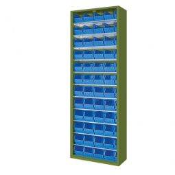 Schrank mit Sichtboxen, ohne Türen, BxTxH 700x300x1980 mm, resedagrün RAL 6011