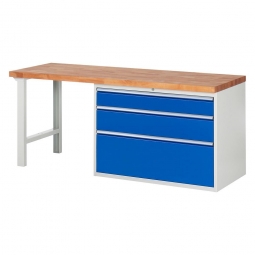 Werkbank BxTxH 2000x700x840 mm, 3 XXL Schubladen