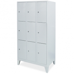 Stahl-Fächerschrank mit Füßen, 9 Fächer, BxTxH 900x500x1850 mm