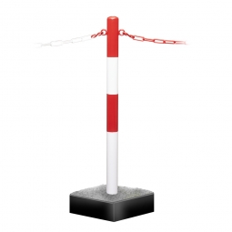 Mobiler Kettenständer mit Bodenwanne, Stahl-Ständer, rot/weiß kunststoffbeschichtet