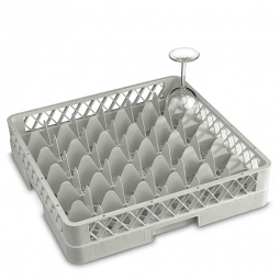 Spülkorb für Geschirr und Gläser, 36 Fächer, PE-HD, LxBxH 500x500x100 mm, Nutzhöhe 80 mm, lichtes Fachmaß 73x73 mm, grau