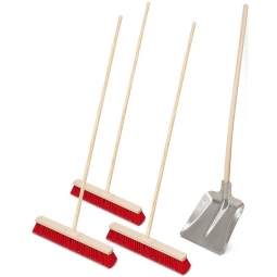 Kehr-Set, 1x Hallenser Alu-Randschaufel Gr. 9 mit Stiel + 3x Straßenbesen 600 mm Breite
