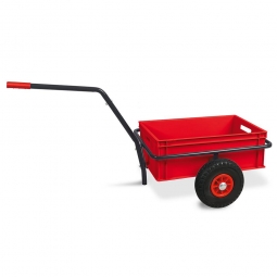 Handwagen mit Kunststoffkasten, H 220 mm, rot, LxBxH 1250x640x660 mm, Tragkraft 200 kg