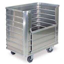 Transportwagen aus Leichtmetall, mit Klappwand, 1050 Liter, LxBxH 1280x730x1430 mm, Tragkraft 300 kg