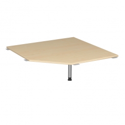 Verkettungsplatte, Fünfeck 90° Komfort, Gestell silber, Dekor Ahorn, BxT 1225x1225 mm