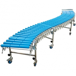Scheren Rollenbahnen mit Tragrollen aus Kunststoff, LxB 2700/6200x600 mm, Ø 50x2,8 mm, Farbe blau