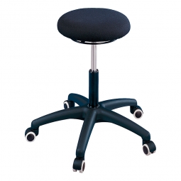 Arbeitsdrehhocker mit 5 Rollen, Sitz-Ø 350 mm, Softpolster schwarz