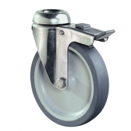 Apparate-Lenkrolle mit Feststellbremse, Rad-ØxB 75x24 mm, Tragkraft 60 kg