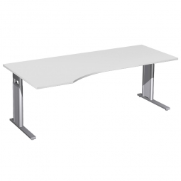 Schreibtisch PREMIUM höhenverstellbar, links, Lichtgrau/Silber, BxTxH 2000x800/1000x680-820 mm