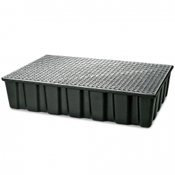 Sicherheits-Auffangwanne aus schwarzem Kunststoff mit Gitterrost, LxBxH 1220x820x270 mm, Tragkraft: 1000 kg