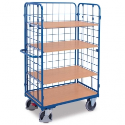 Hoher Etagenwagen mit 3 Wänden und 4 Böden, LxBxH 1370x825x1820 mm, Tragkraft 500 kg
