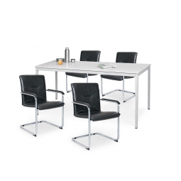 5-teilige Sitzgruppe "Komfort": 4 Schwingsessel, Bezug schwarz + 1 Tisch, BxTxH 1600x800x750 mm