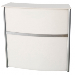 Messetheke, BxTxH 1300x700x1150 mm, Farbe alusilber/weiß