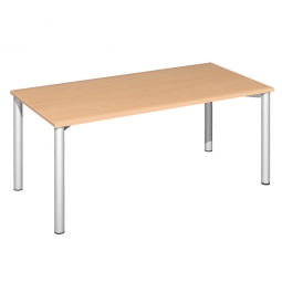 Schreibtisch Komfort, Gestell silber, Dekor Buche, BxTxH 1600x800x720 mm