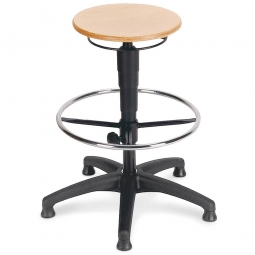 Arbeitsdrehhocker, extra hoch - bis 840mm, mit Bodengleitern, höhenverstellbarer Fußring