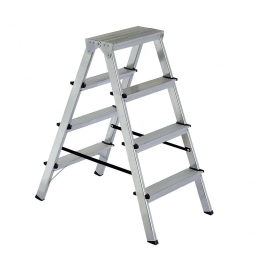 Alu-Doppelleiter mit 2x 4 Stufen, max. Arbeitshöhe 2865 mm, belastbar bis 150 kg
