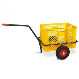 Handwagen mit Kunststoffkorb, H 410 mm, gelb, LxBxH 1250x640x660 mm, Tragkraft 200 kg
