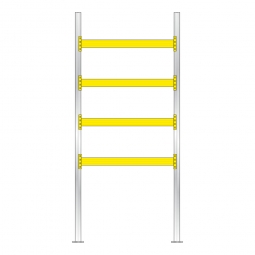 Palettenregal für 10 Europaletten, BxTxH 2025x1100x4500 mm, Tragbalkenebenen mit 38 mm Spanplattenböden, Fachlast 2200 kg/Tragbalkenpaar