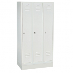 Kleiderspind mit Sockel und Zylinderschloss, 3 Abteile, BxTxH 900x500x1800 mm