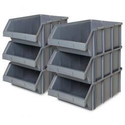 6x Sichtbox CLASSIC FB 1, LxBxH 570/450x437x245 mm, Gewicht 2,2 kg, 48 Liter, grau