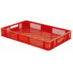 Teilchenkasten, LxBxH 600x400x90 mm, mit 2 Durchfassgriffen, rot