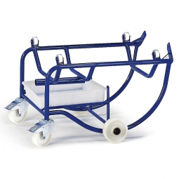 Fasskipper mit 10 l Tropfwanne und Kunststoffrollen-Fassauflage, LxBxH 800x700x570 mm, Tragkraft 250 kg