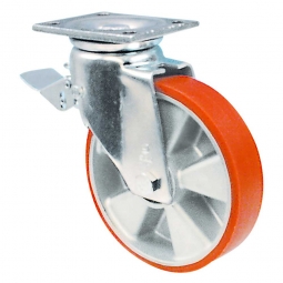 Schwerlast-Lenkrolle mit Festellbremse, Rad-ØxB 80x40 mm, Tragkraft 250 kg