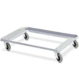 Alu-Flüster-Roller für Isoboxen 685x485 mm, 100 mm PU-Rad, Deck offen, Tragkraft 250 kg
