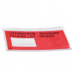 Lieferschein-Taschen DIN lang, Polyethylen-Folie, LxB 240x135 mm, selbstklebend, (VE = 1000 Stück)
